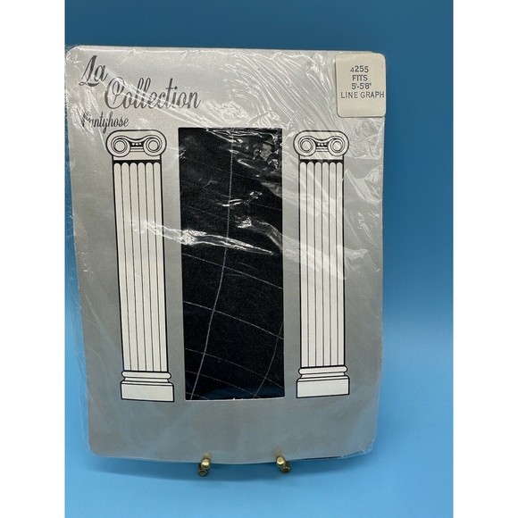 Vintage La Collection Pantyhose LINE GRAPH Look Style Fits 5'-5'8" NOS NIP - Picture 1 of 5